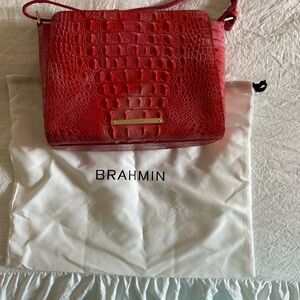 Brahmin Red Crossbody Bag with Crocodile Embossed Leather